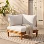 Livaro Lounge Corner Element Acacia Solid Woven Fabric Brown Cream 1