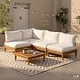 Livaro Lounge Corner Element Acacia Solid Woven Fabric Brown Cream 2
