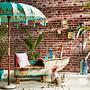 ORIENTAL LOUNGE Parasol Cotton Fabric Fruitwood Turquoise 3