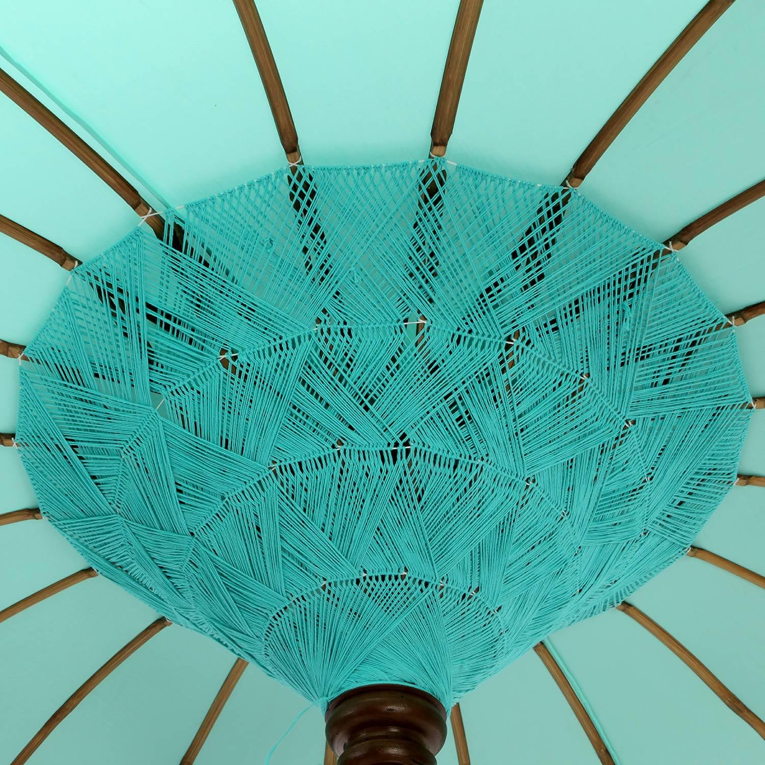 ORIENTAL LOUNGE Parasol Cotton Fabric Fruitwood Turquoise 4