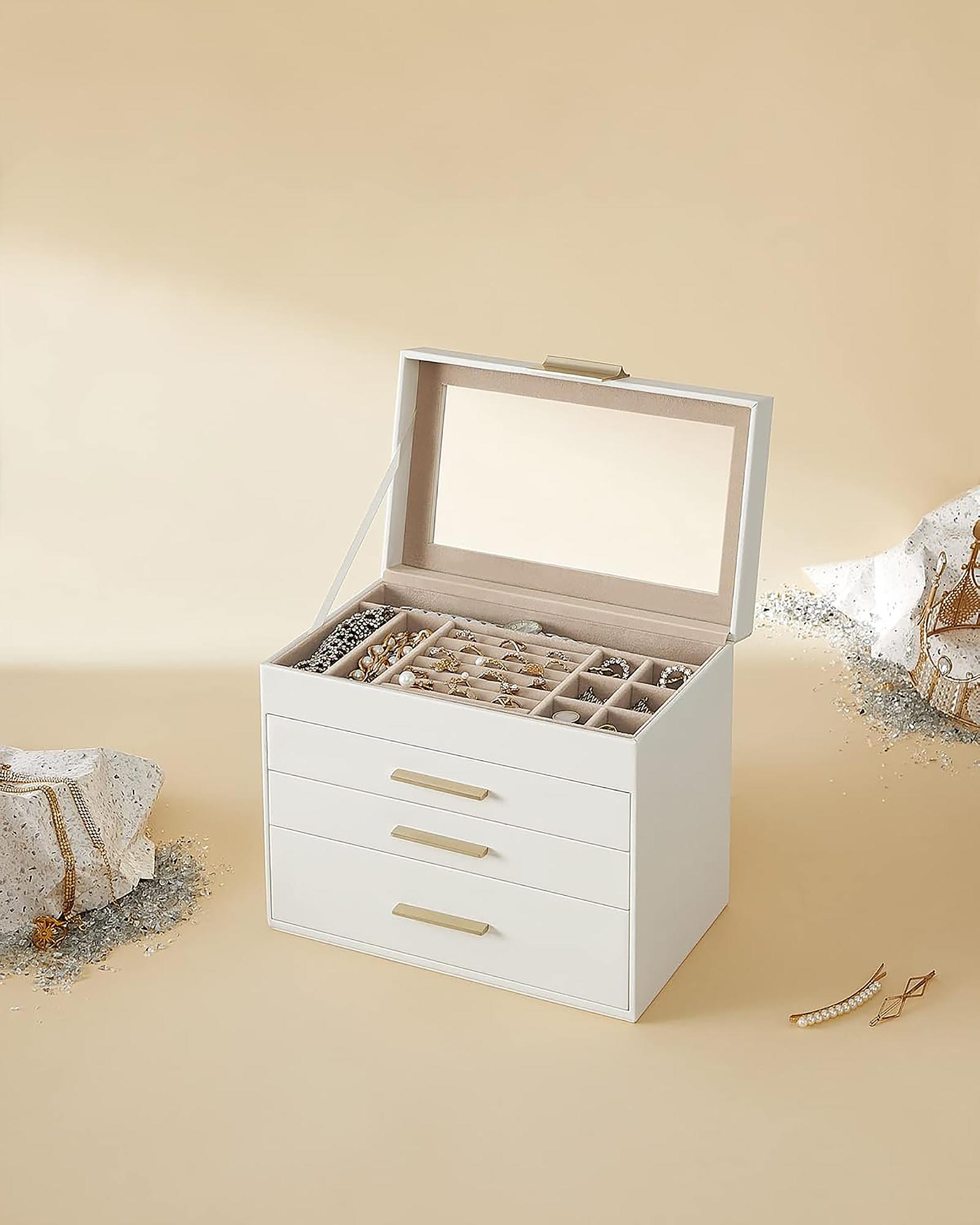 Ruika Jewelry Box Velvet White 25x21x16 cm 3