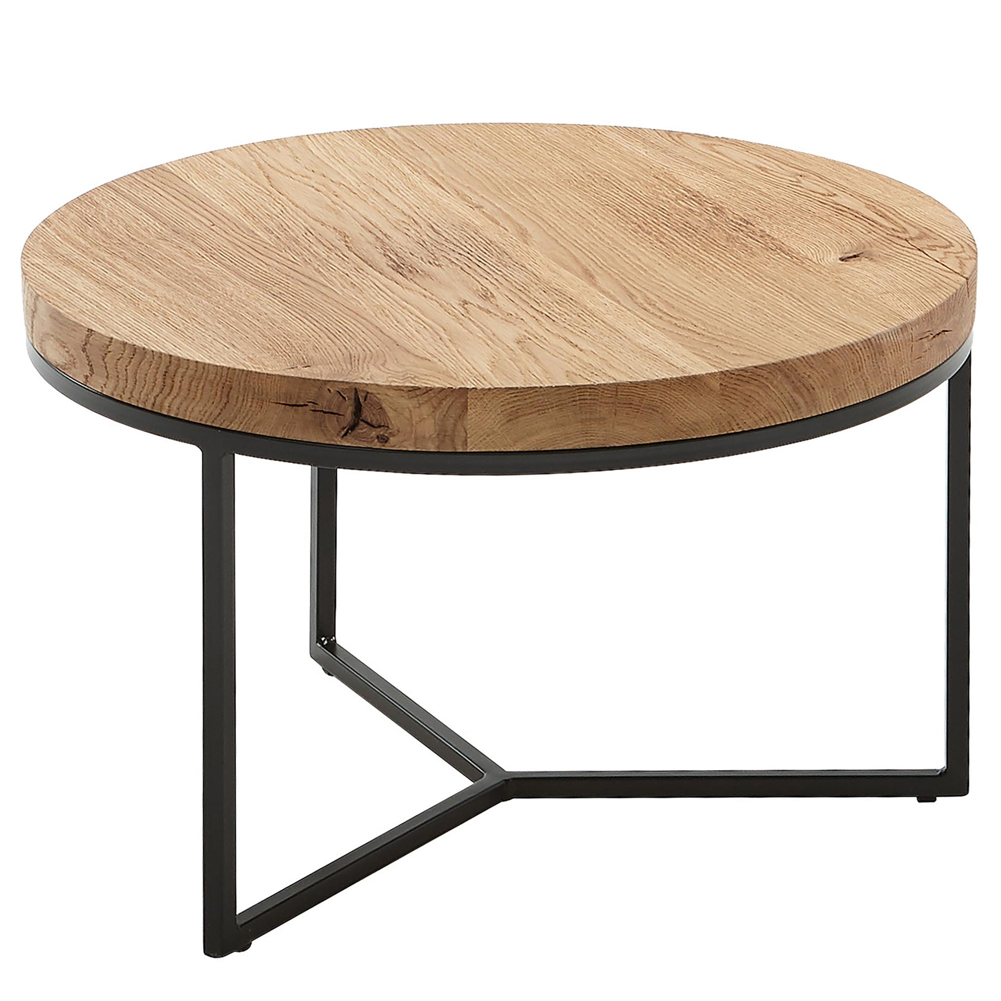 Ossofo Coffee Table Solid Oak Metal Ø60 cm 0
