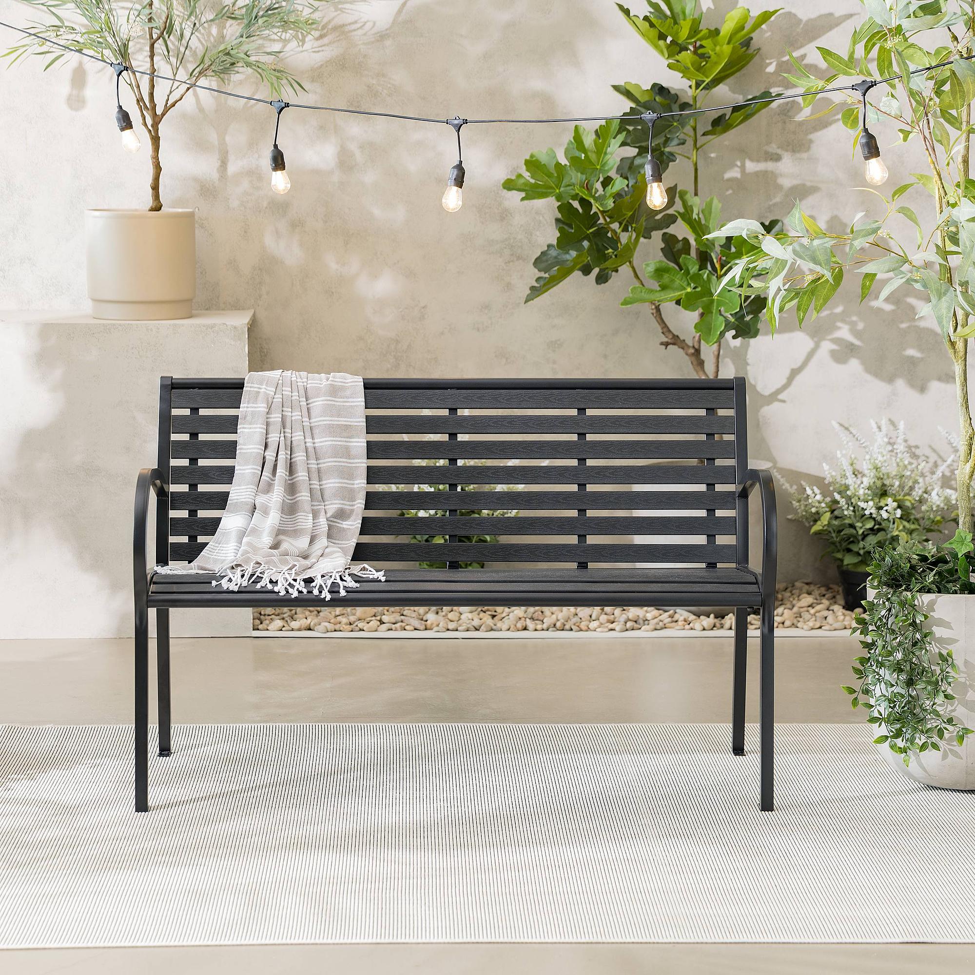 Jimbo Garden Bench Steel Polywood Black 0