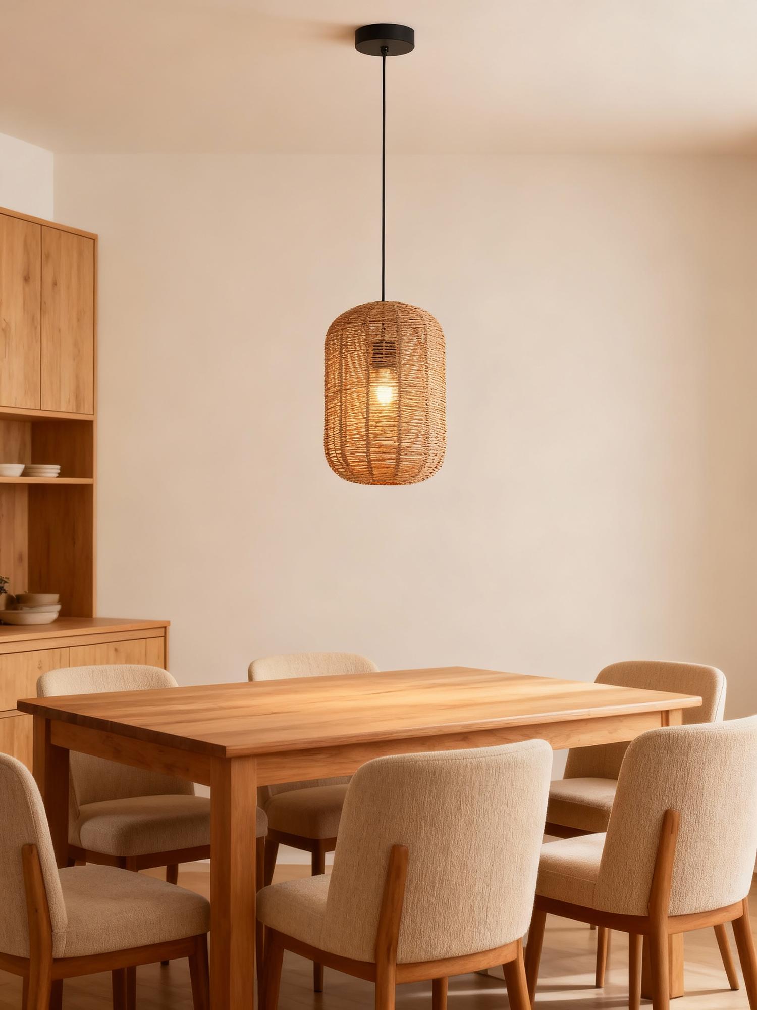 Husley Cast Iron Pendant Light 1-Light Paper Natural 2