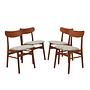 Set of four teak chairs 1970s Brown 0