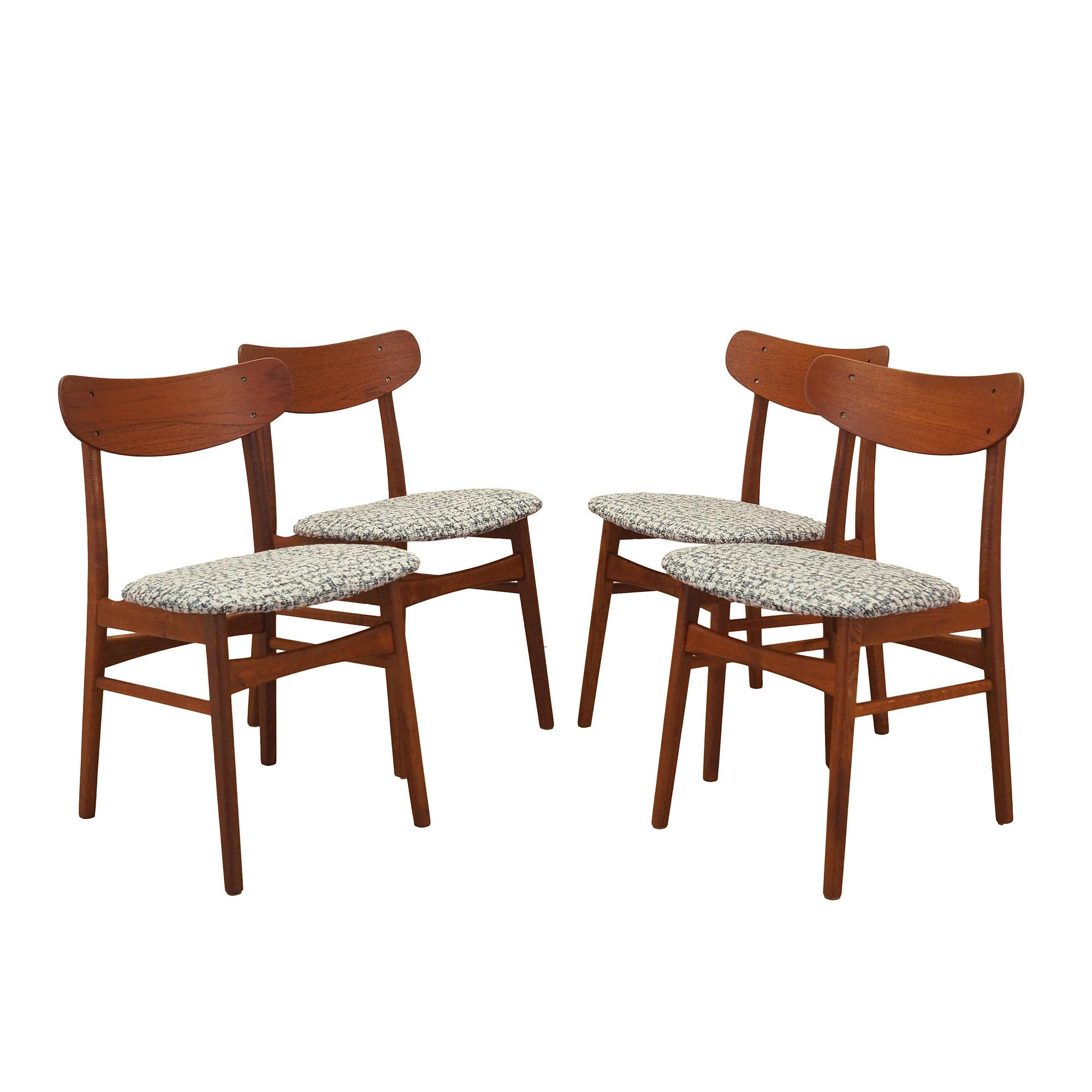 Set of four teak chairs 1970s Brown 0