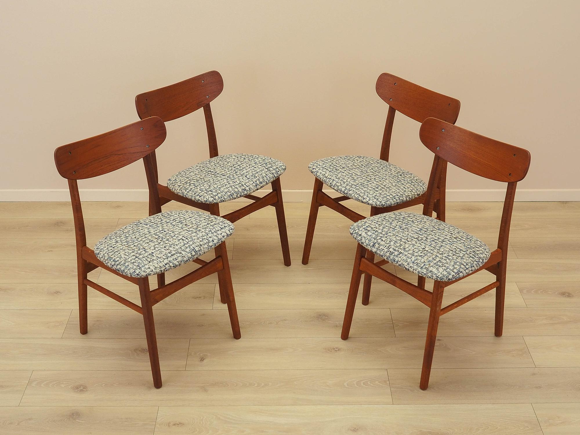Set of four teak chairs 1970s Brown 2