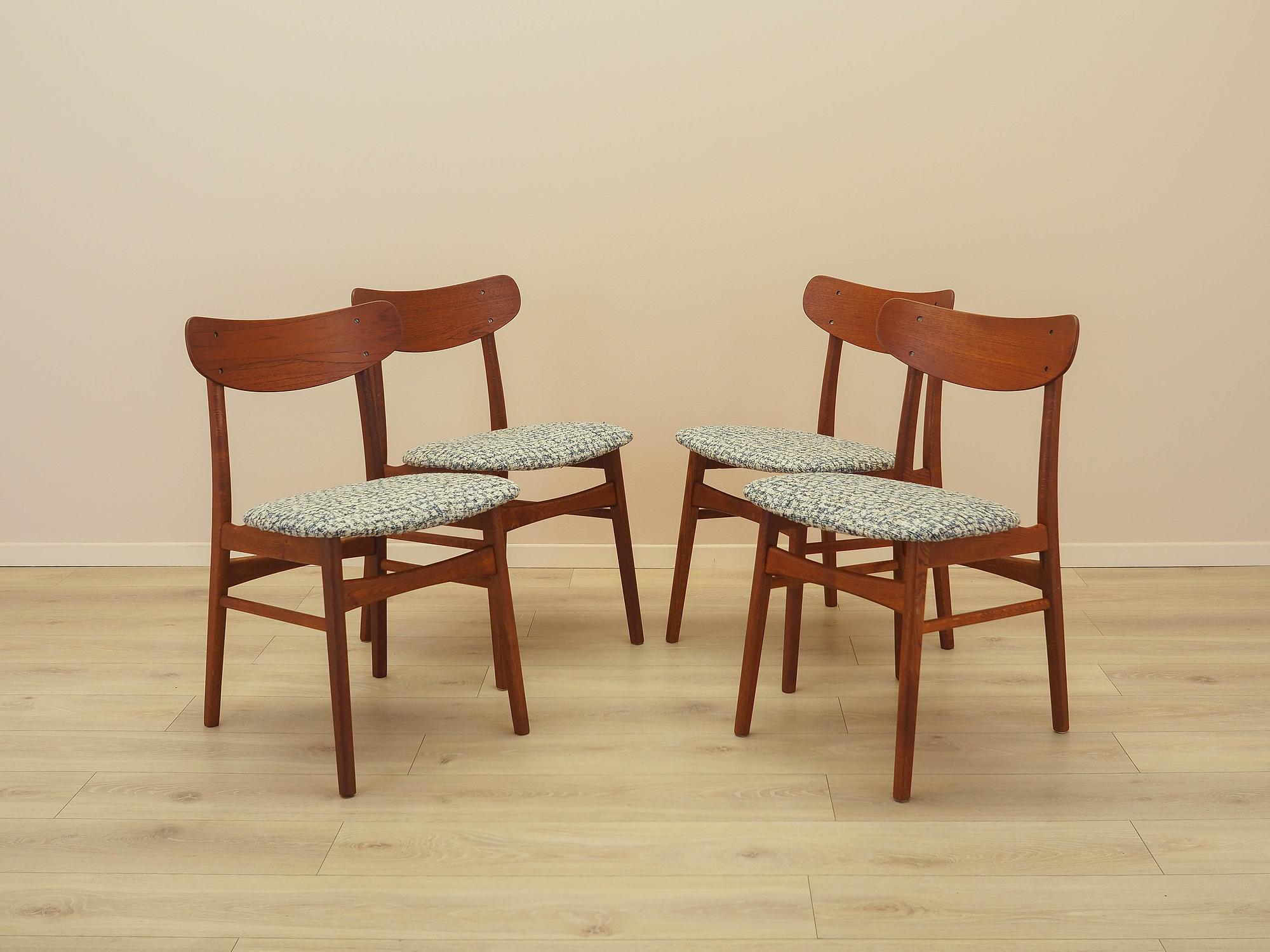 Set of four teak chairs 1970s Brown 1