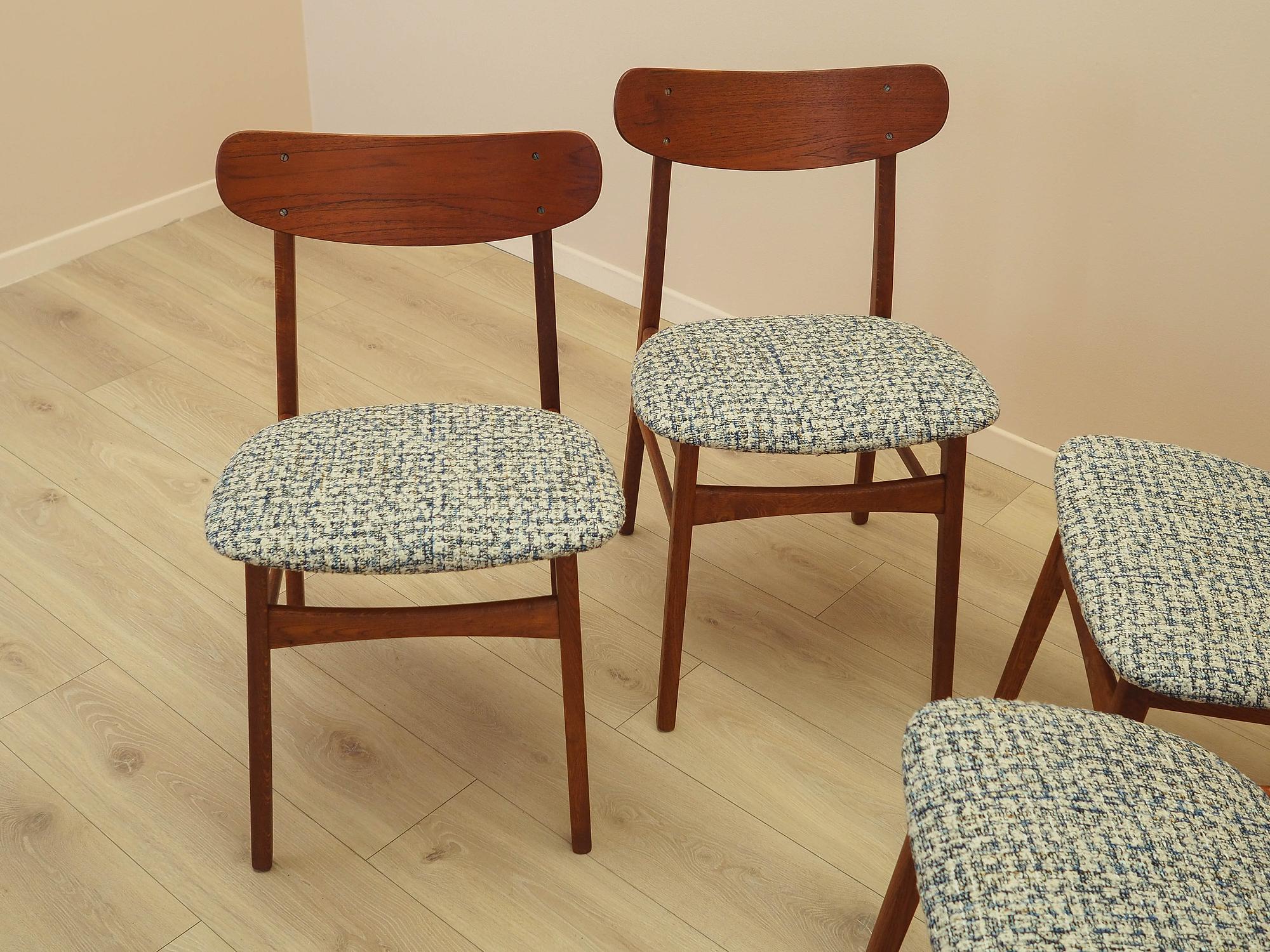 Vierer-Set Teak-Stühle 1970er Jahre Braun 3