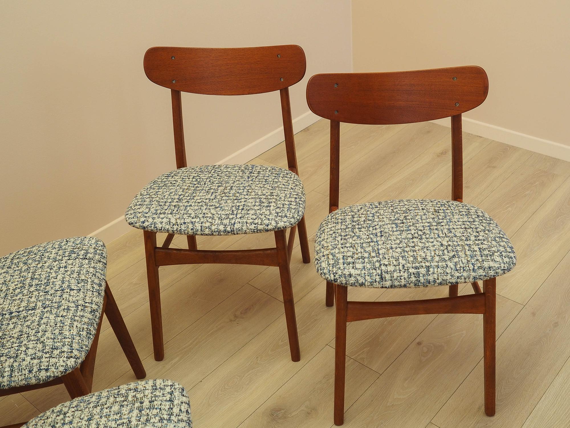 Set of four teak chairs 1970s Brown 4