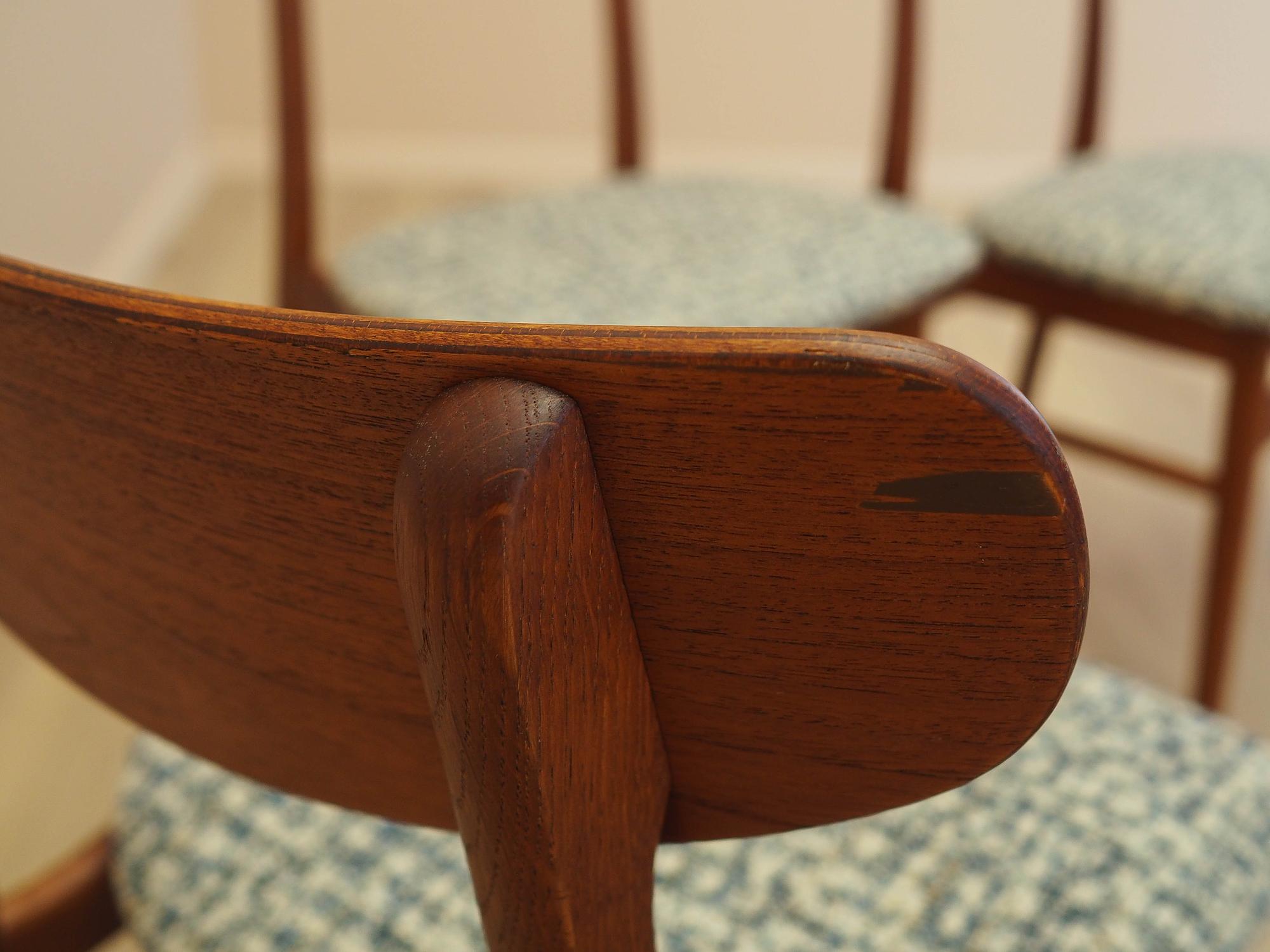 Vierer-Set Teak-Stühle 1970er Jahre Braun 7