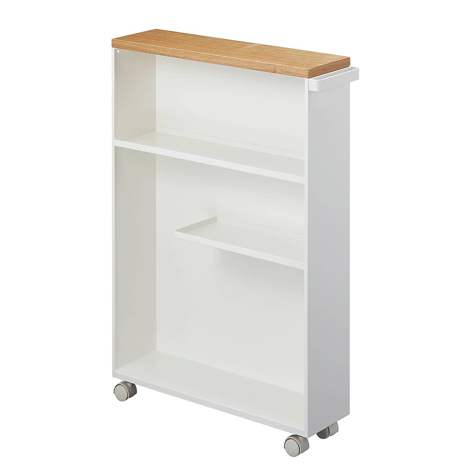 Tower Midi Cabinet Real Wood Veneer Steel White 0