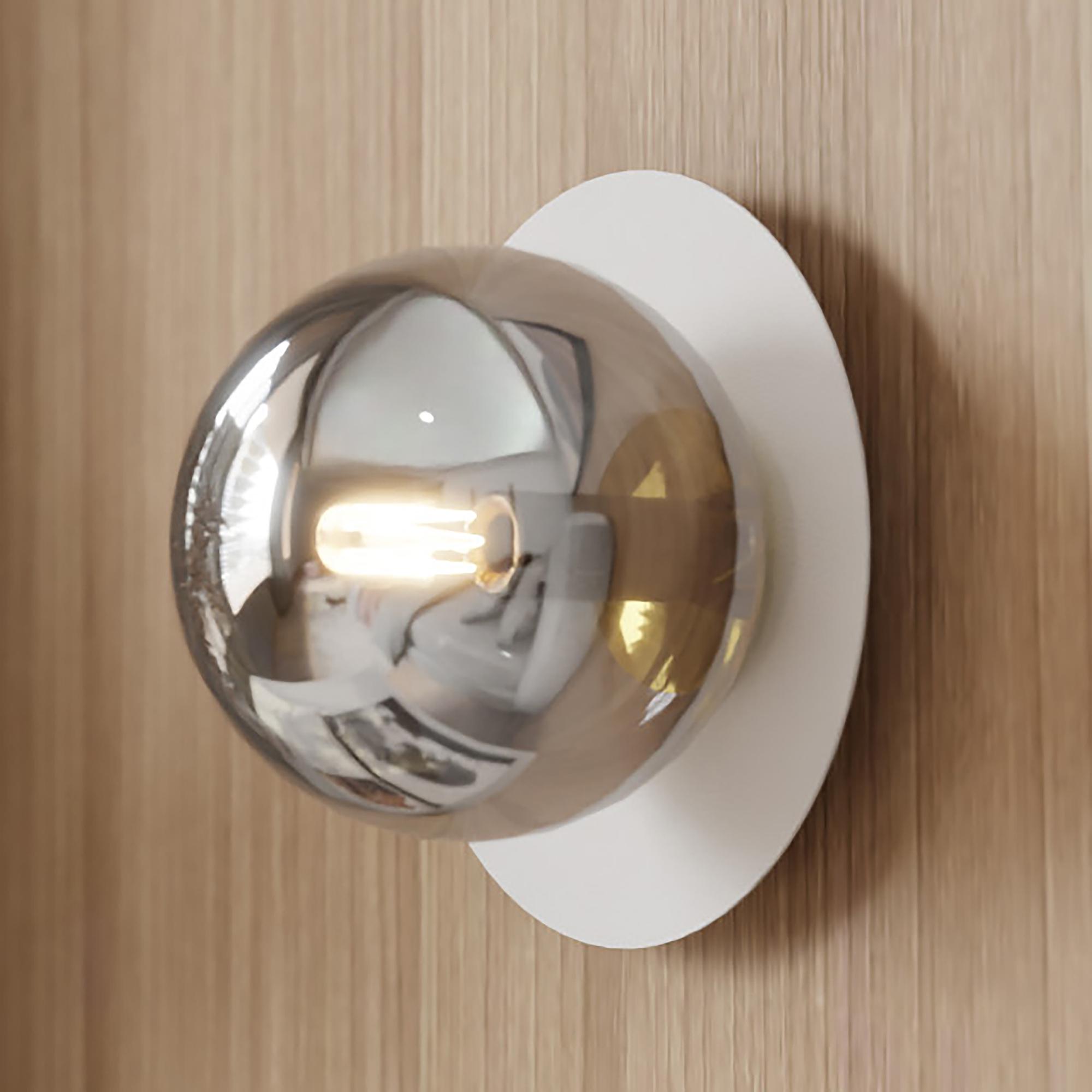Oslo Wall Lamp Steel Smoked Glass White Black 1