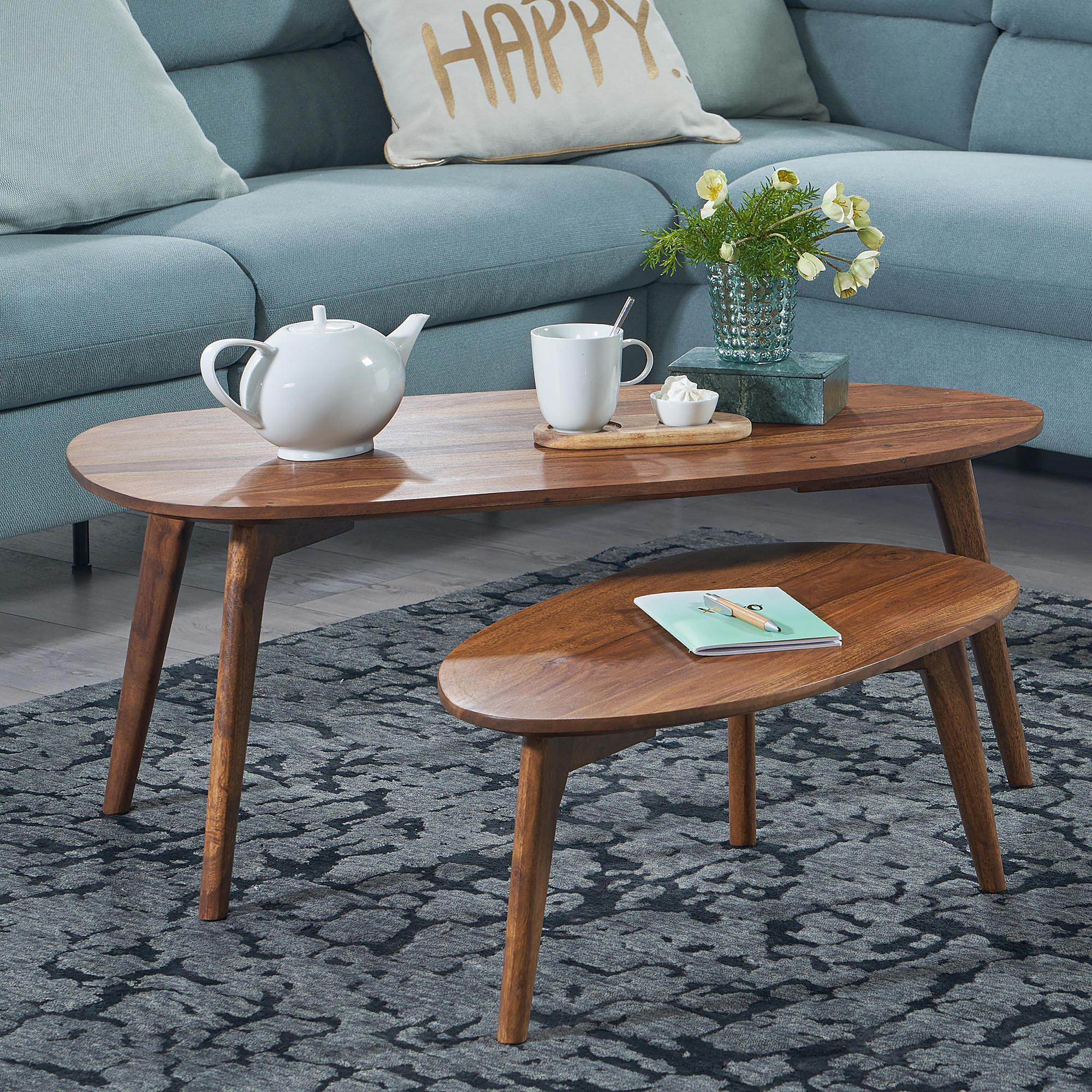 Latexo 2x Coffee Table Solid Wood Brown 2