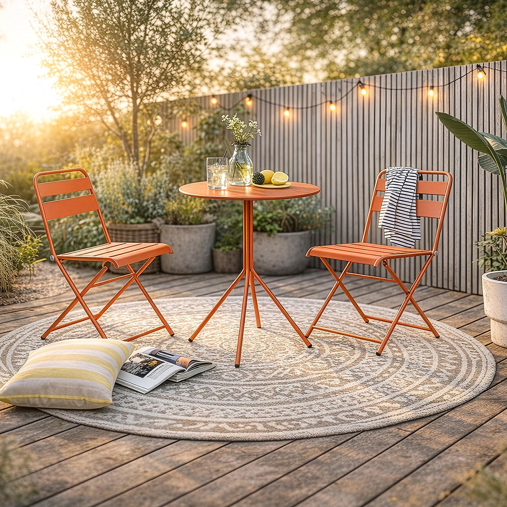 RENDEZVOUS Bistro Table Steel Orange Red Ø60 cm 2