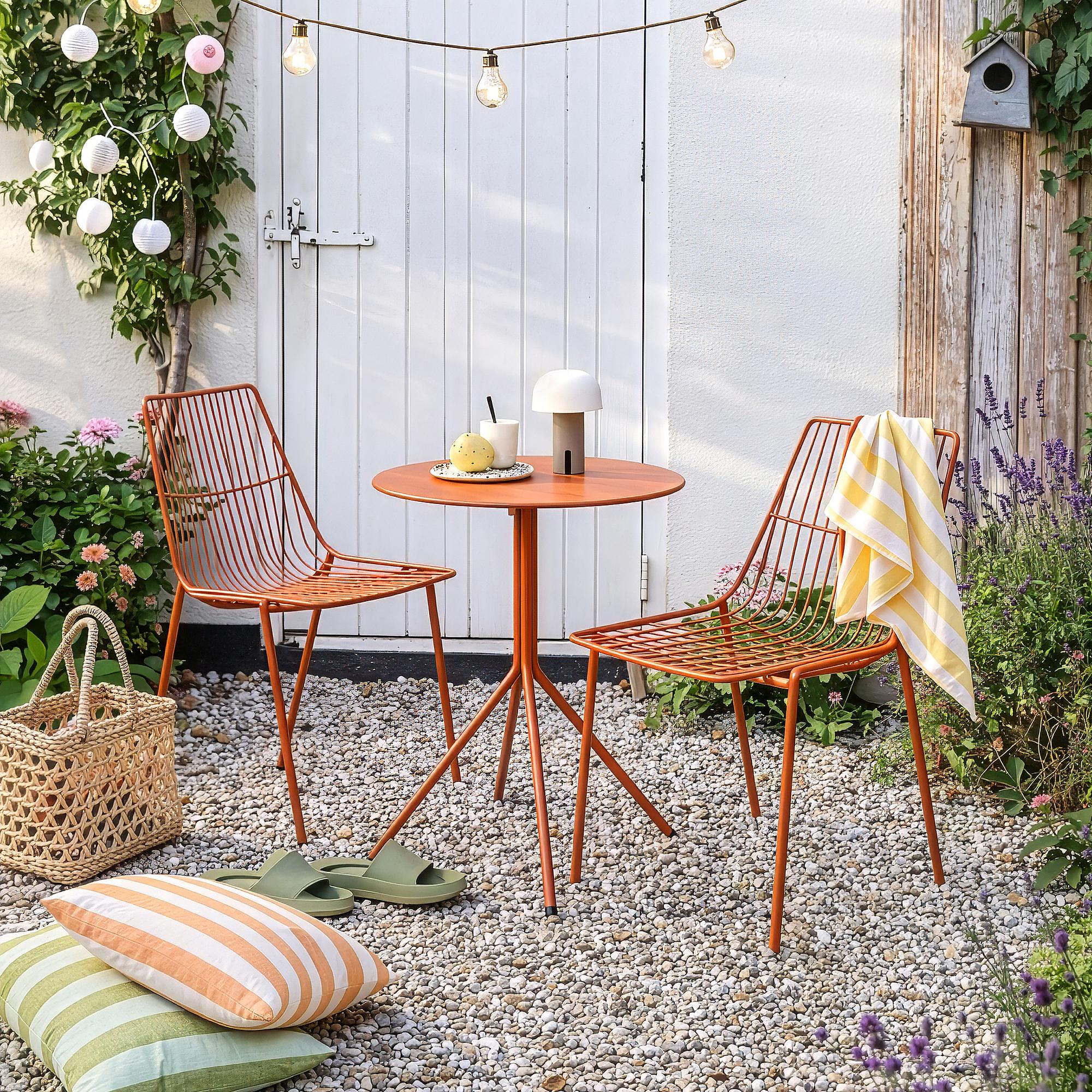 RENDEZVOUS Bistro Table Steel Orange Red Ø60 cm 3