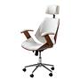 Viiki Office Swivel Chair Faux Leather Steel White Walnut 0