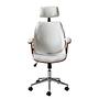 Viiki Office Swivel Chair Faux Leather Steel White Walnut 4