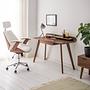 Viiki Office Swivel Chair Faux Leather Steel White Walnut 2
