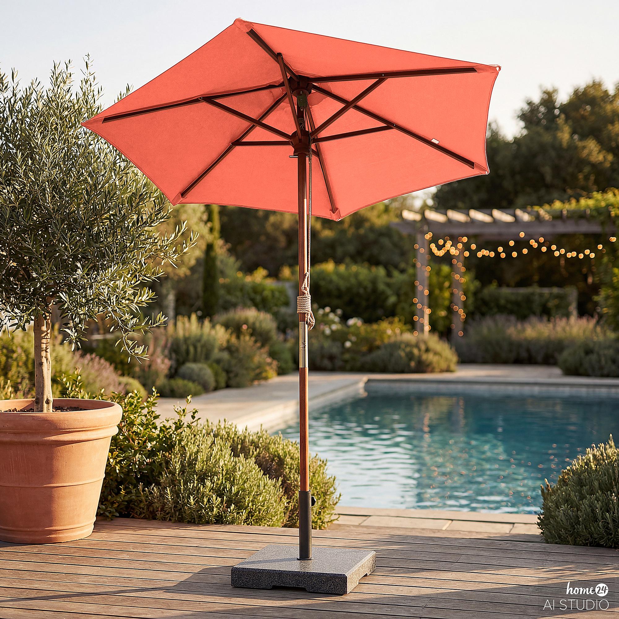 Sombrilla Sonnenschirm Eukalyptus Massiv Terracotta Ø200 cm 4