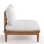 Livaro Modular Lounge Chair Solid Acacia Woven Fabric Brown Cream 4