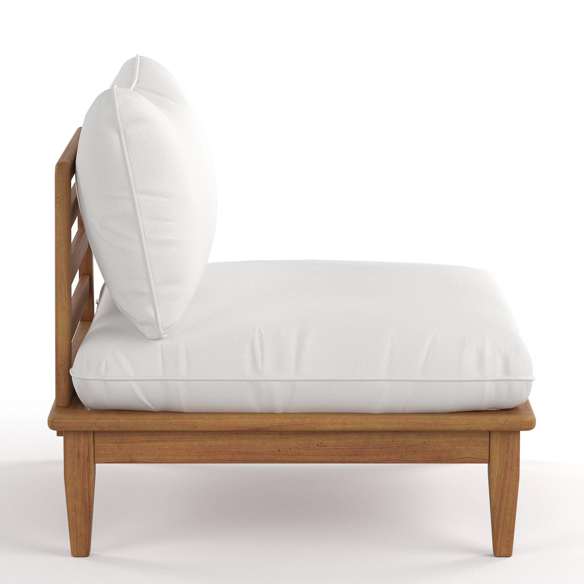 Livaro Modular Lounge Chair Solid Acacia Woven Fabric Brown Cream 4