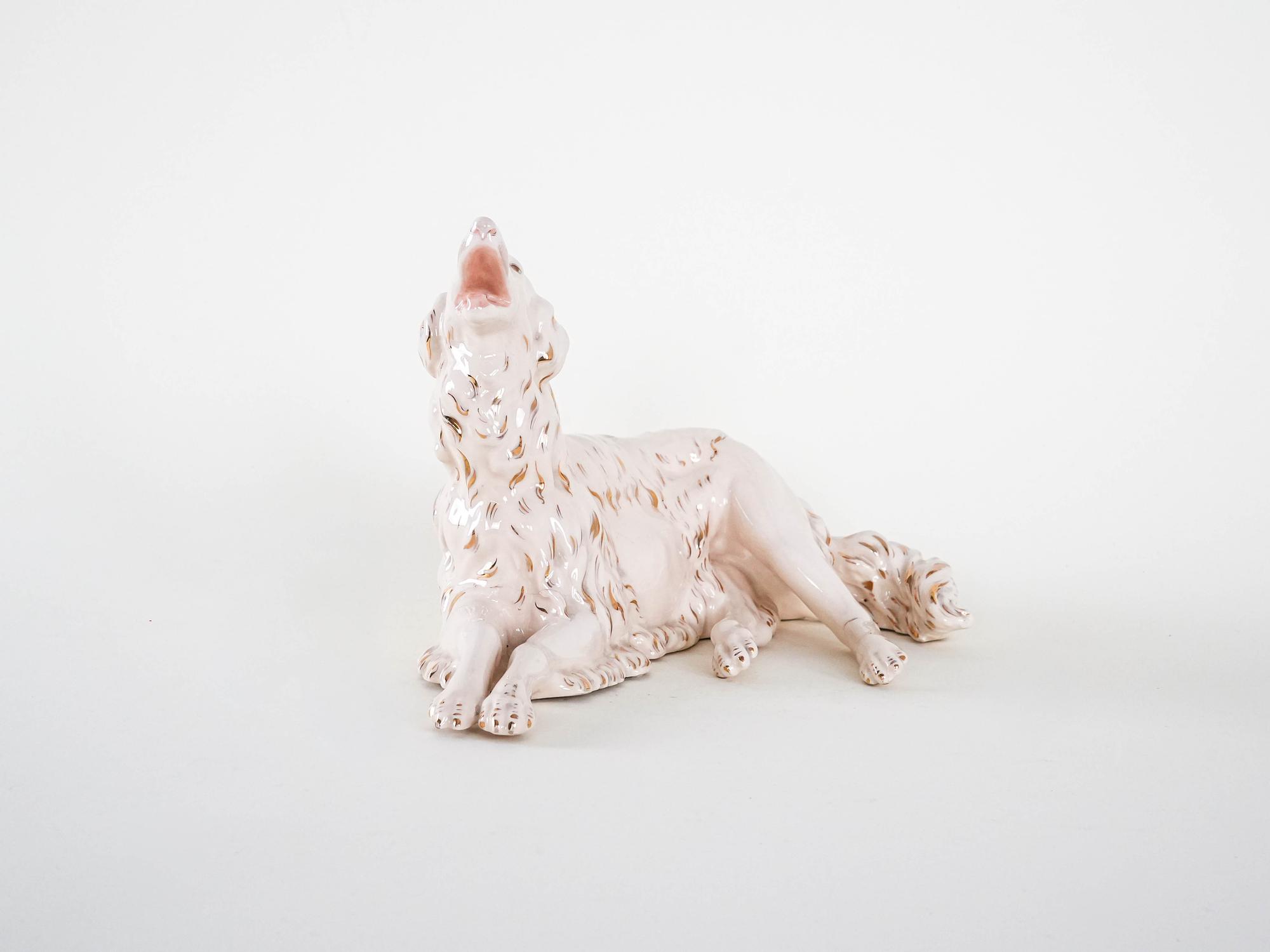 Porzellanfigur Barsoi Creme 1960er Jahre 3