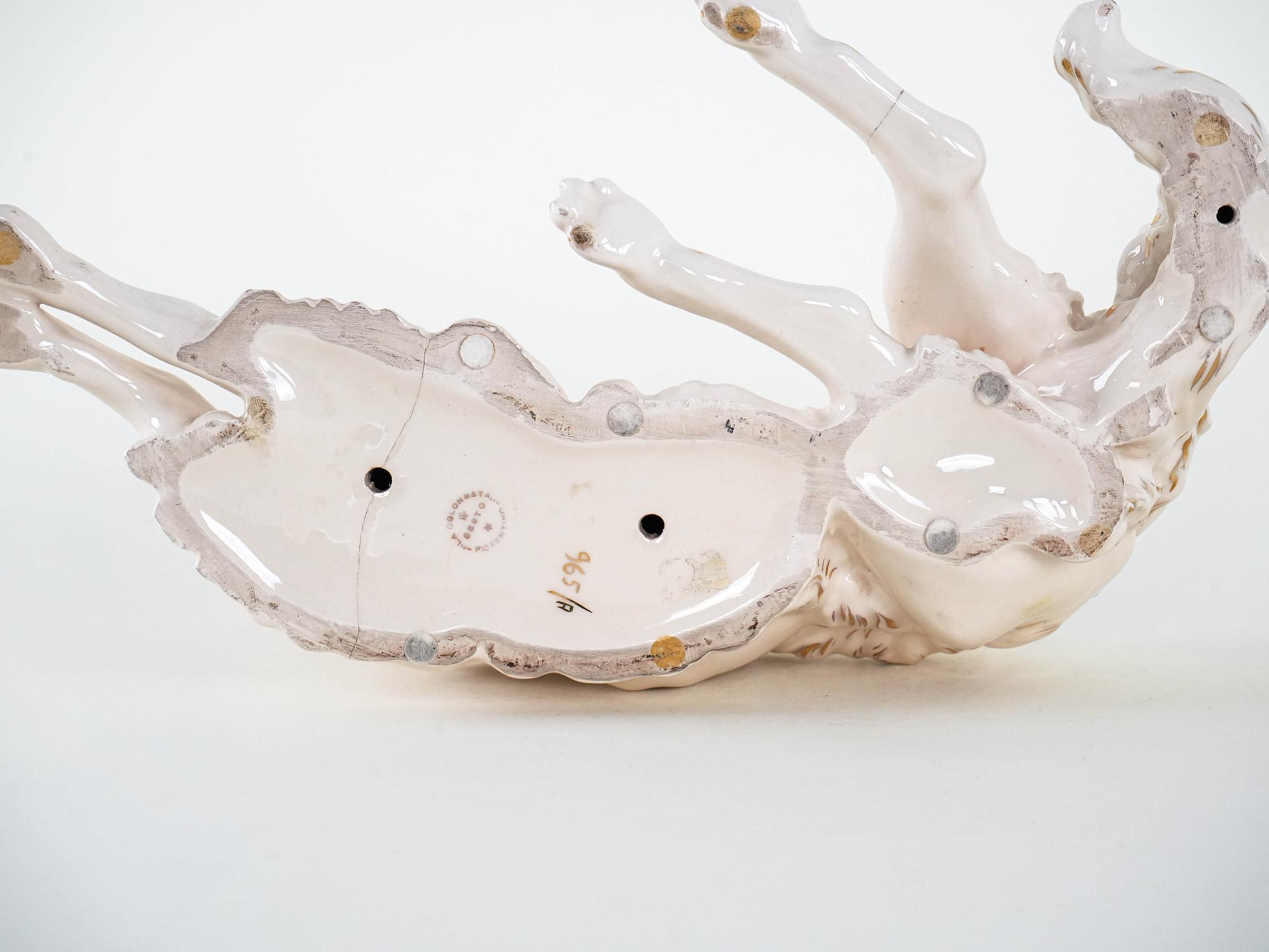 Porzellanfigur Barsoi Creme 1960er Jahre 8