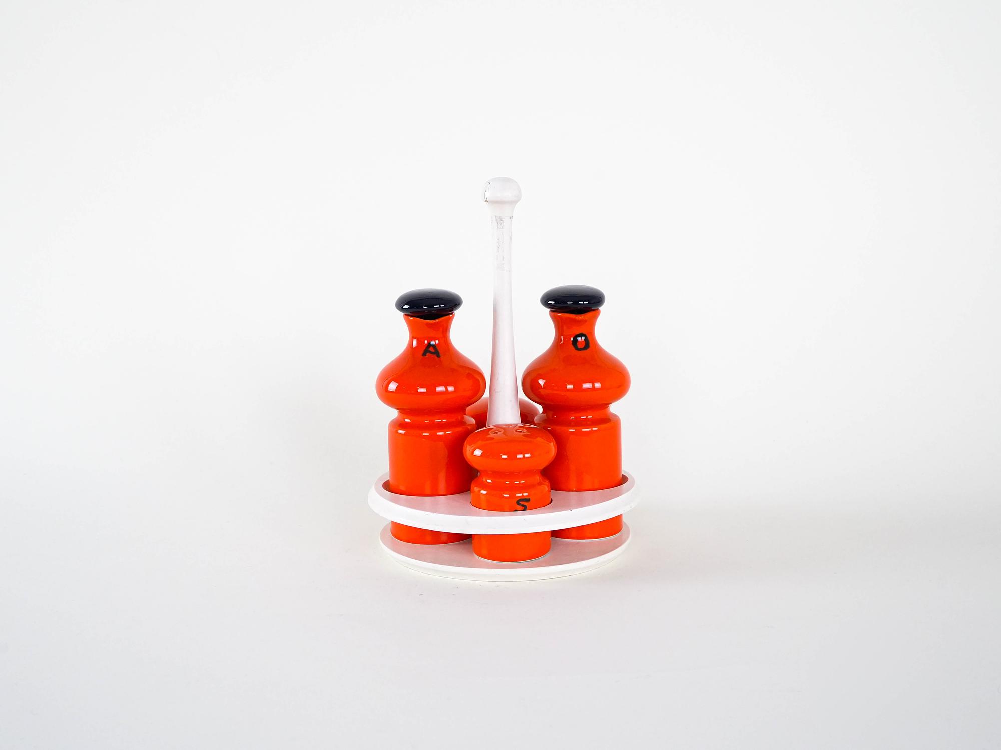 Ceramic spice set red 1960s 2