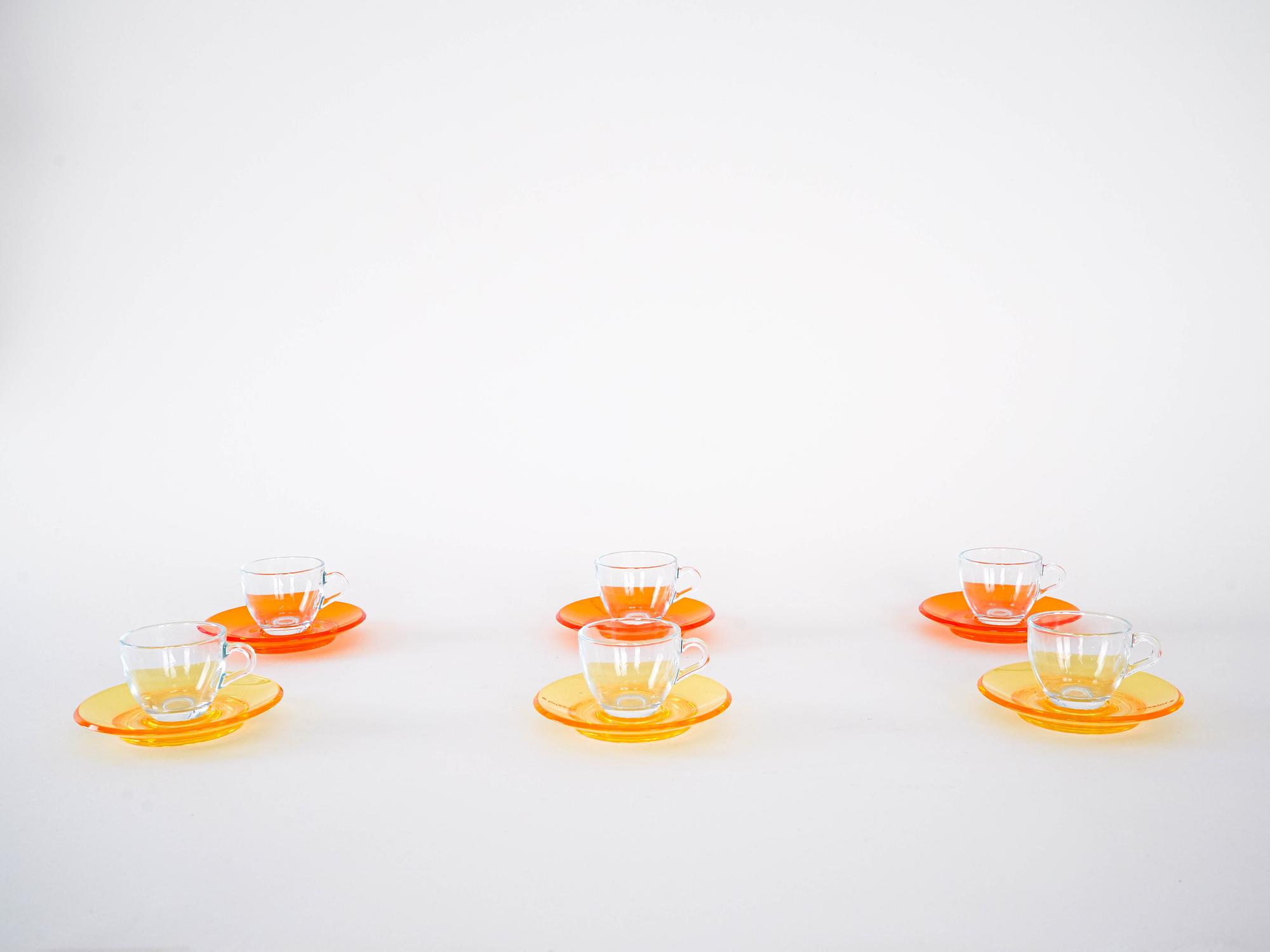 Glass Cup Set Multicolored 1970s 2