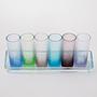 Glass set with tray multicolored 1970s 4