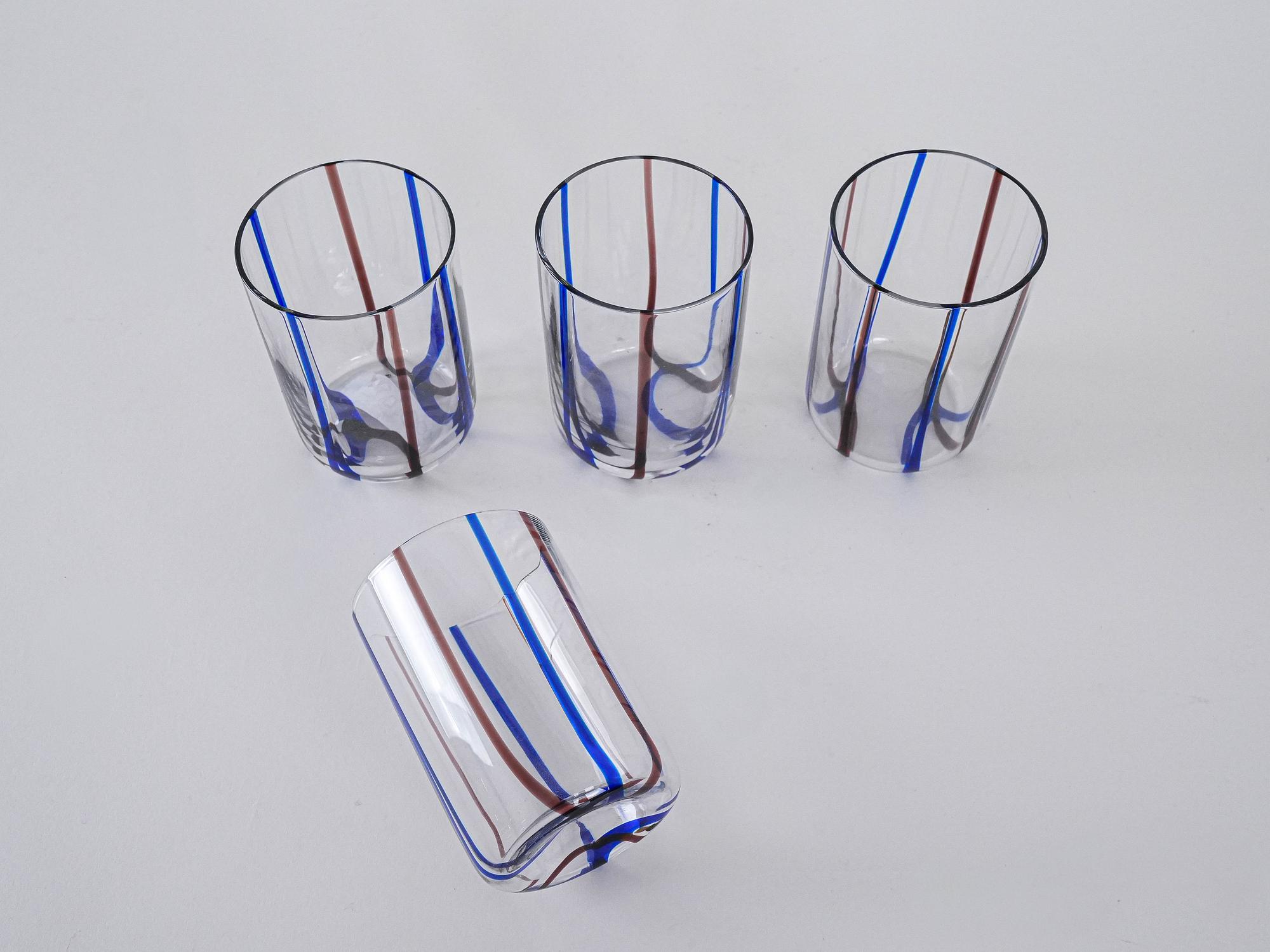 Glasses Set of 4 Multicolored 1970s 5
