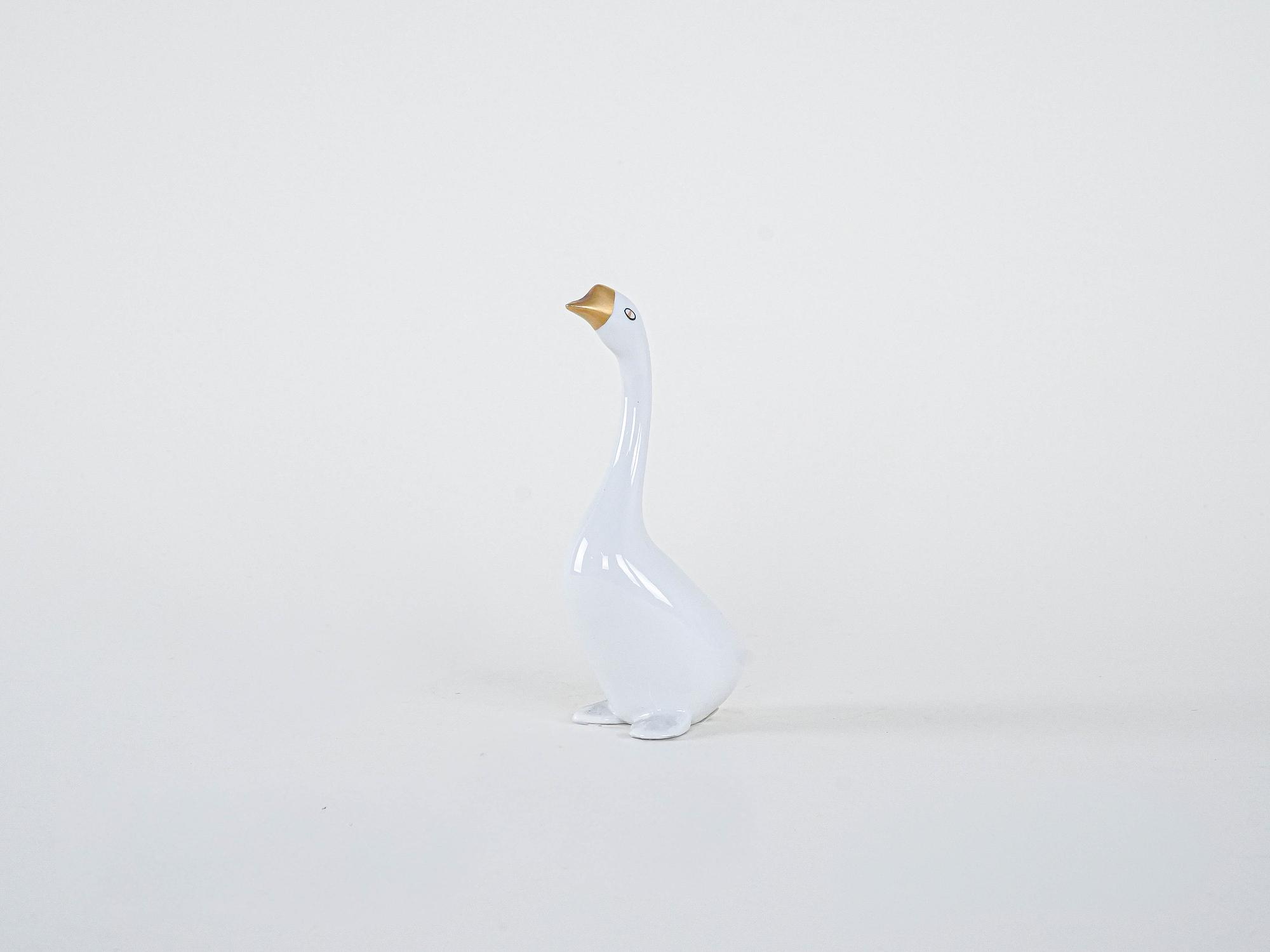 Porzellan-Gänsefigur Weiß 1960er Jahre 2