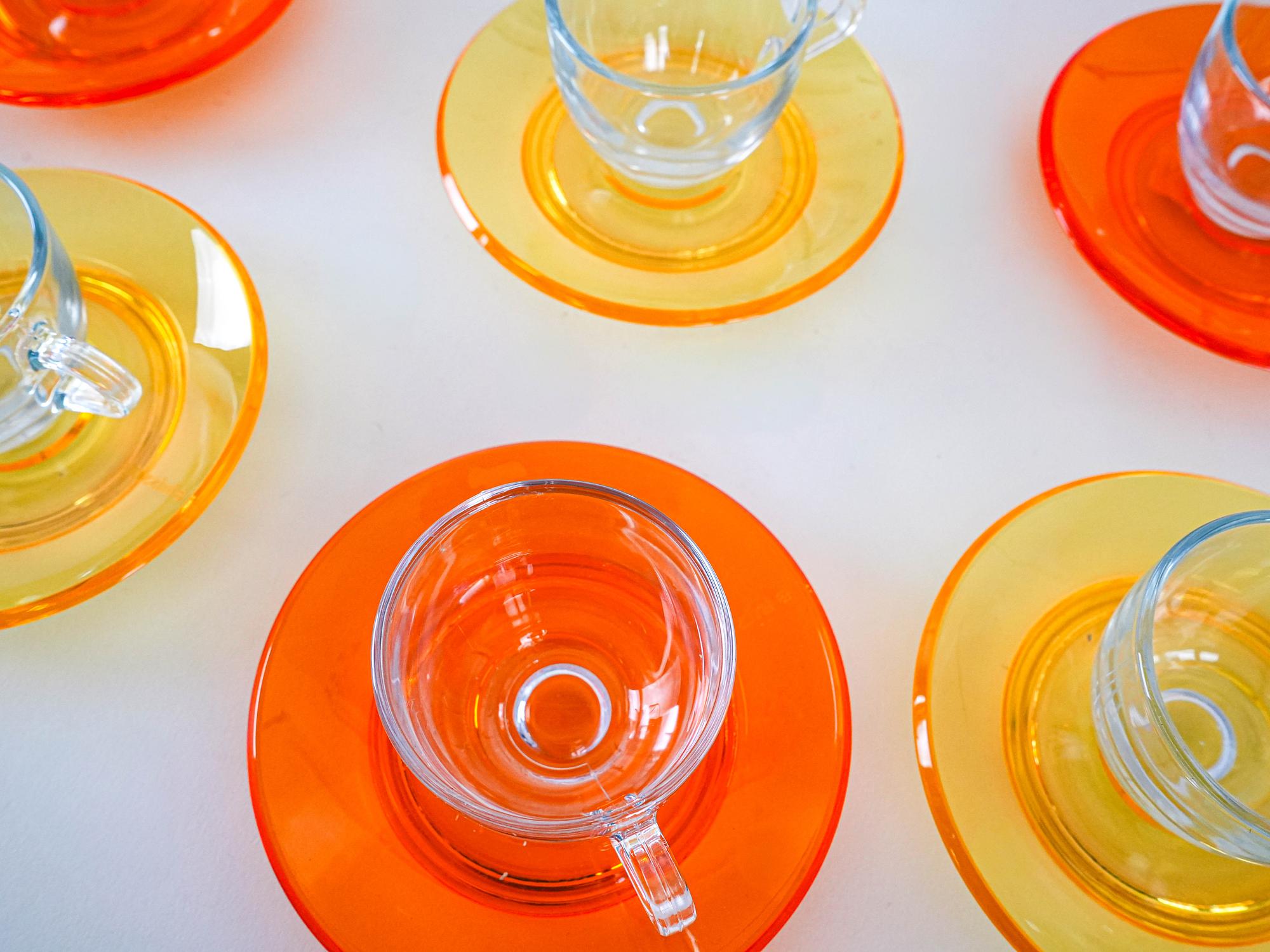 Glass Cup Set Multicolored 1970s 6