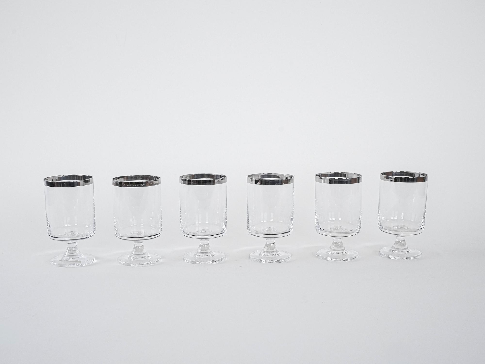 Set di bicchieri stile Hollywood Regency trasparente  anni '70 2