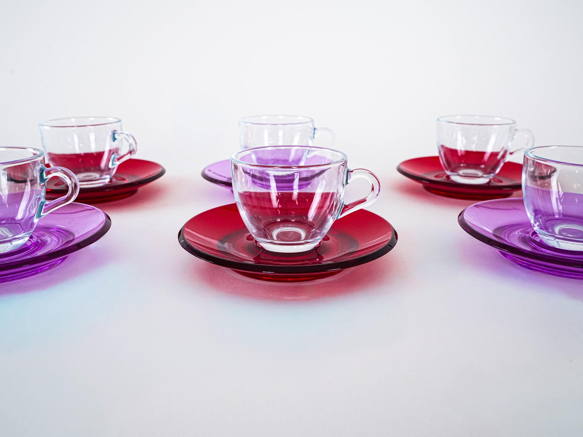 Glass Cup Set Multicolored 1970s 7