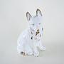 Hundefigur Porzellan Weiß 1960er Jahre 5