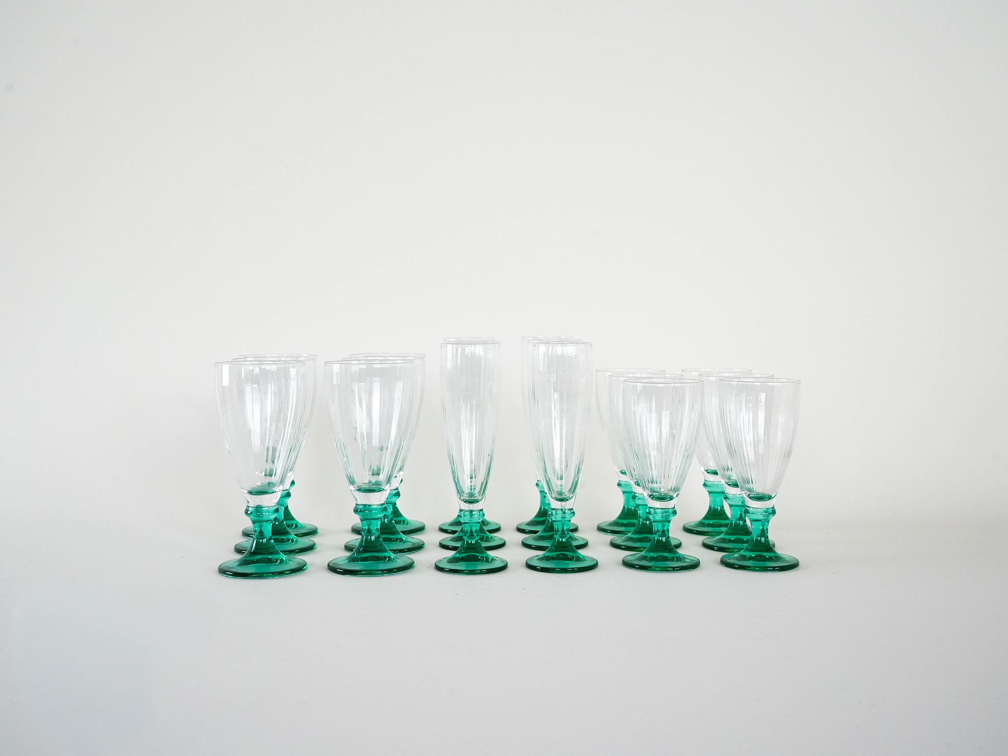 Wine and champagne glass set 1970s 2
