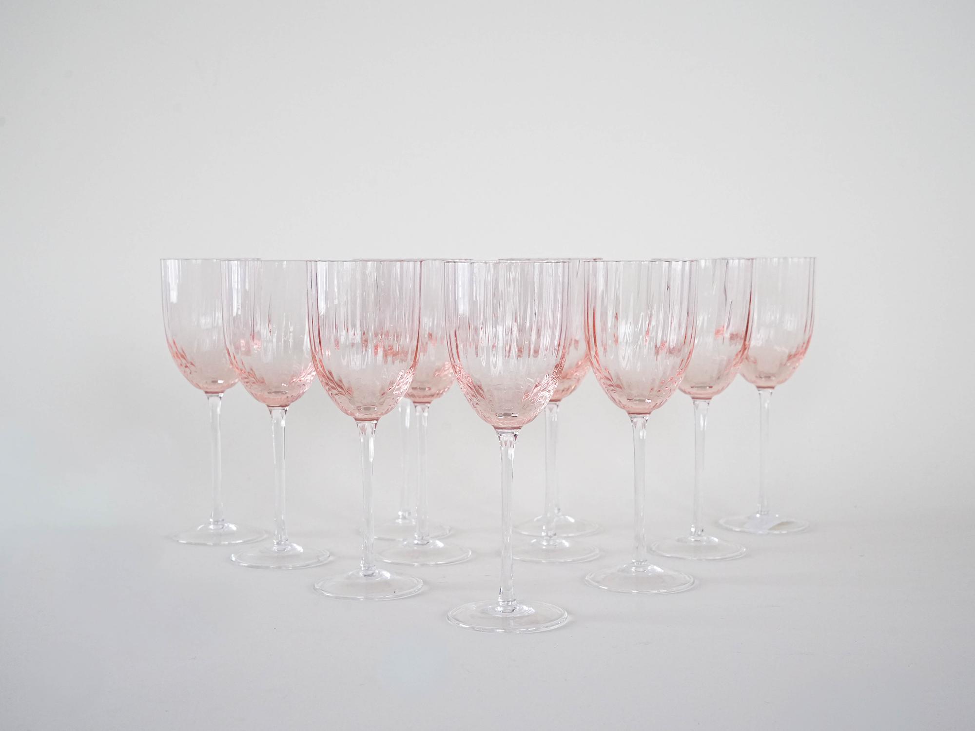 Wine glass set pink 1970s 3