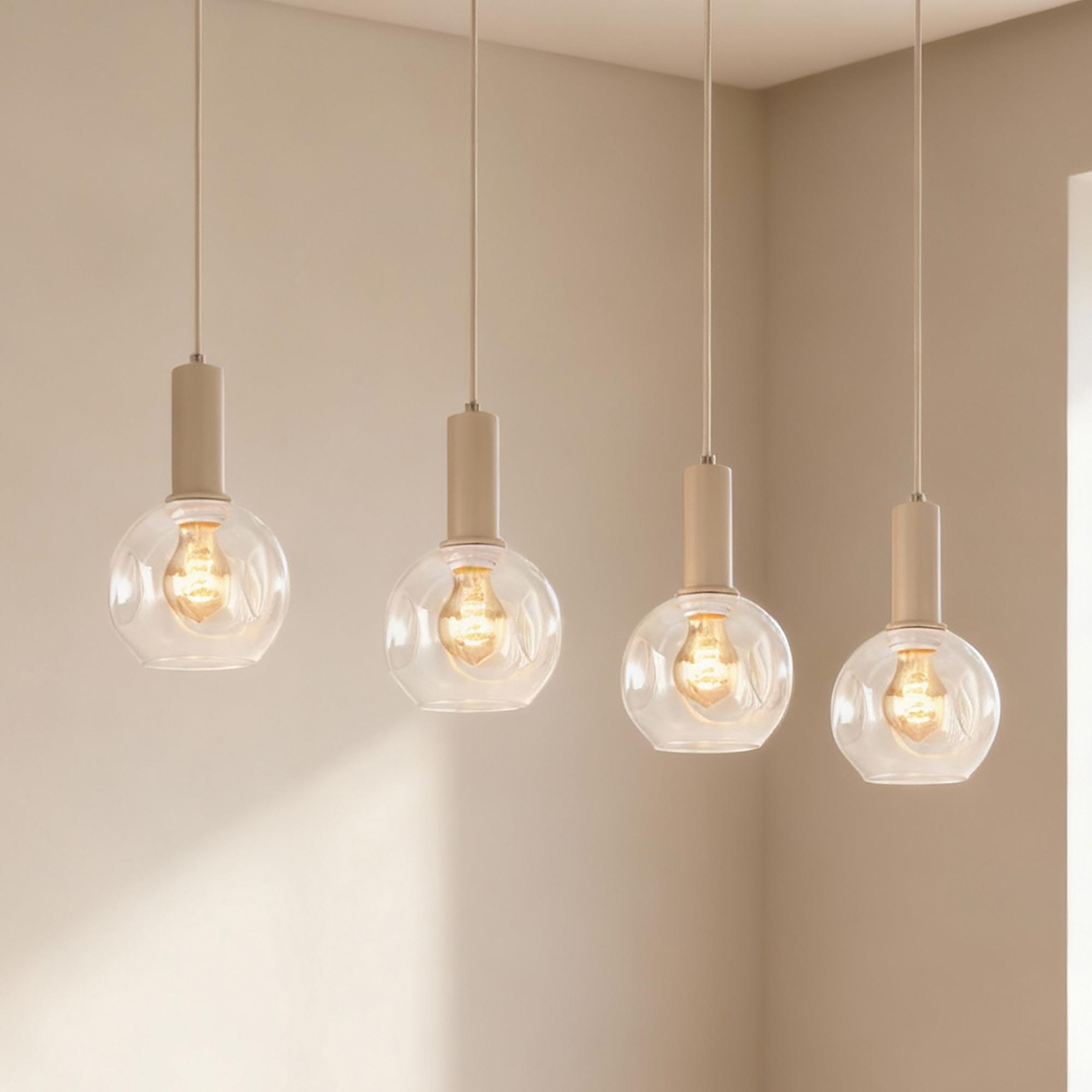 4-Flammig Bilman Pendelleuchte Gusseisen Klarglas Beige 0