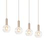 4-Flammig Bilman Pendelleuchte Gusseisen Klarglas Beige 3