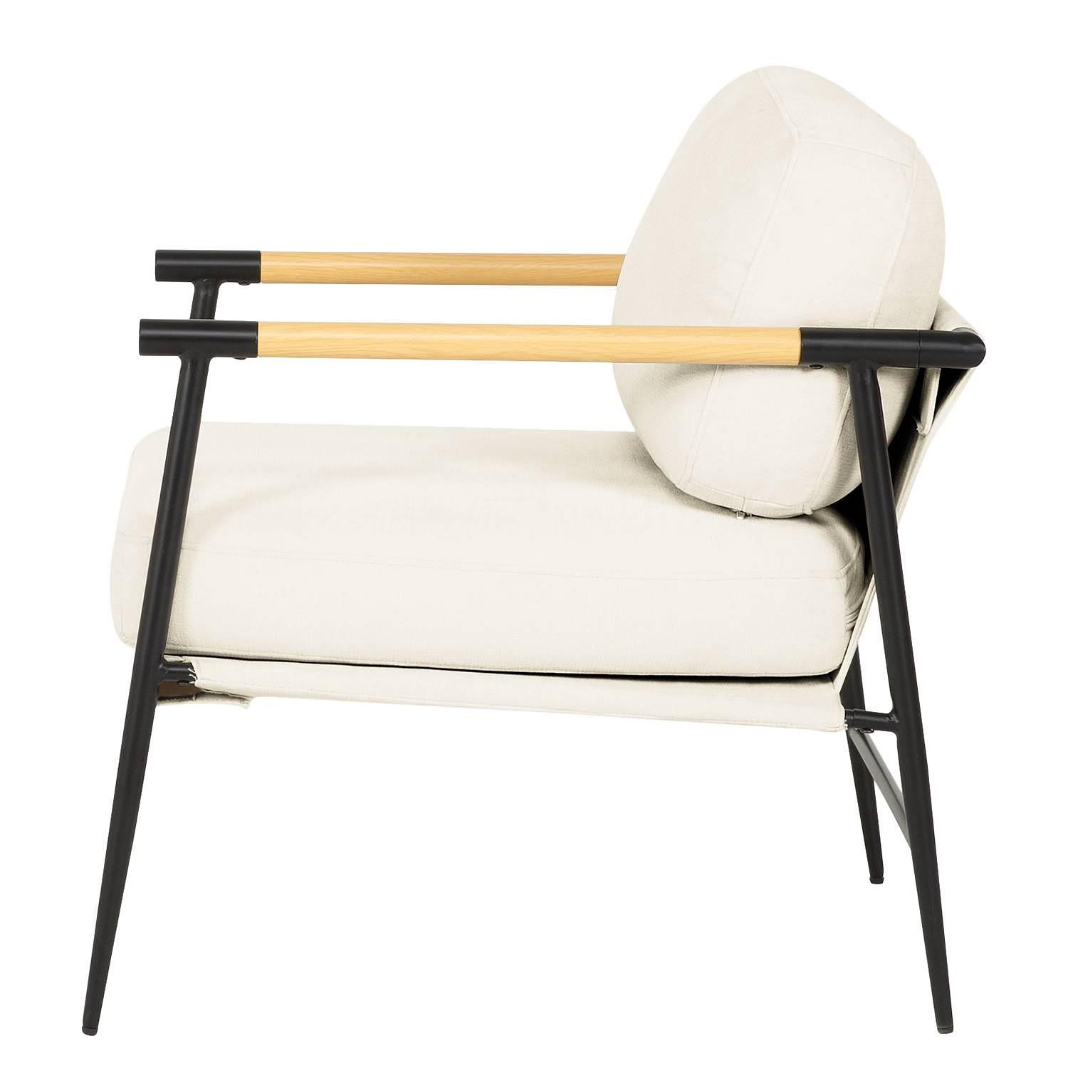 KOCANUS Lounge Chair Woven Fabric Iron Cream 4