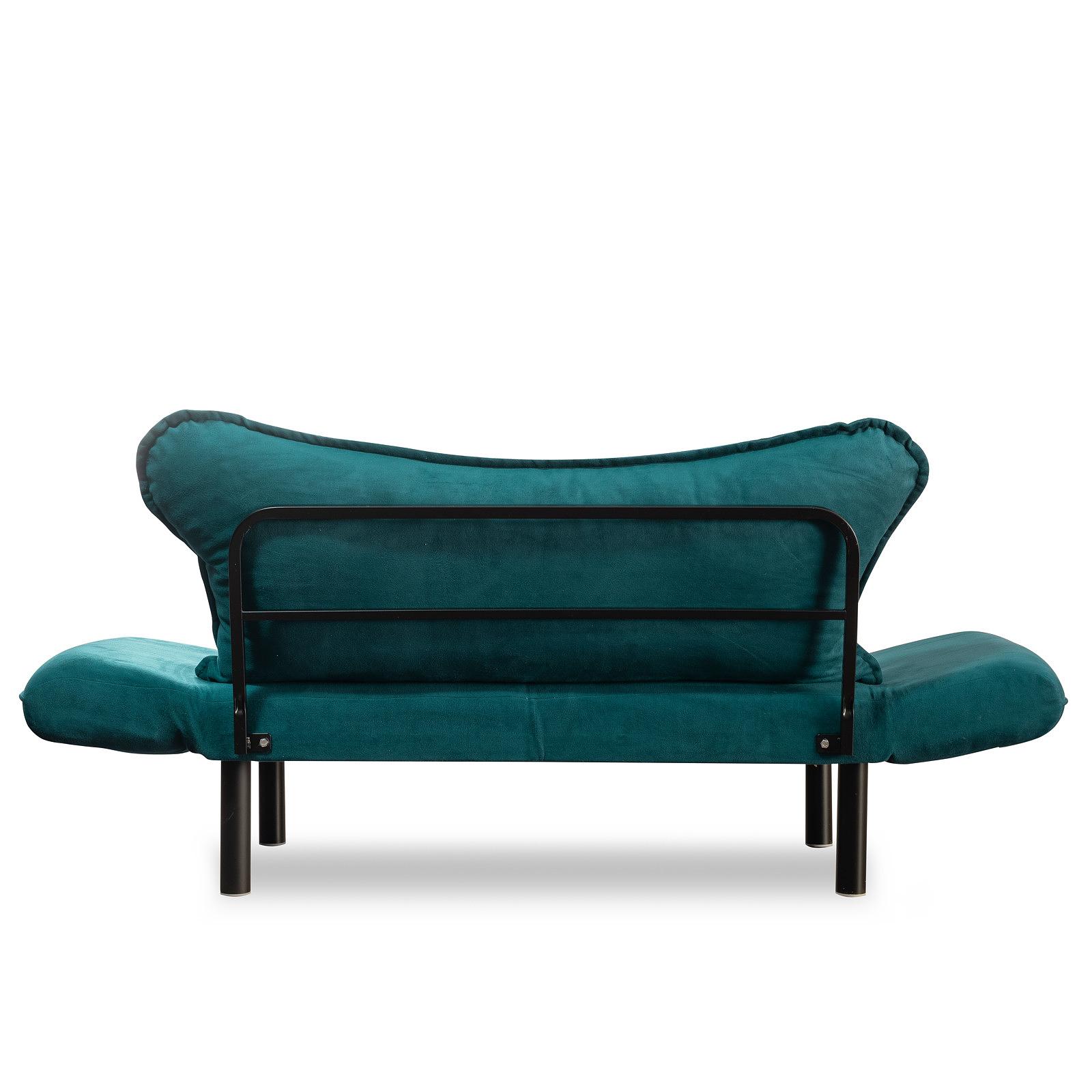 Elegant sofa bed 2-seater petrol blue 3