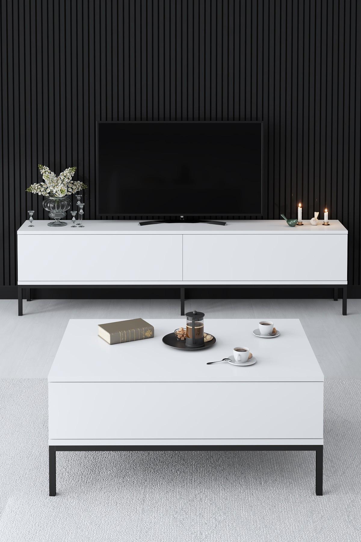 Lord Coffee Table Wood Veneer Black White 3