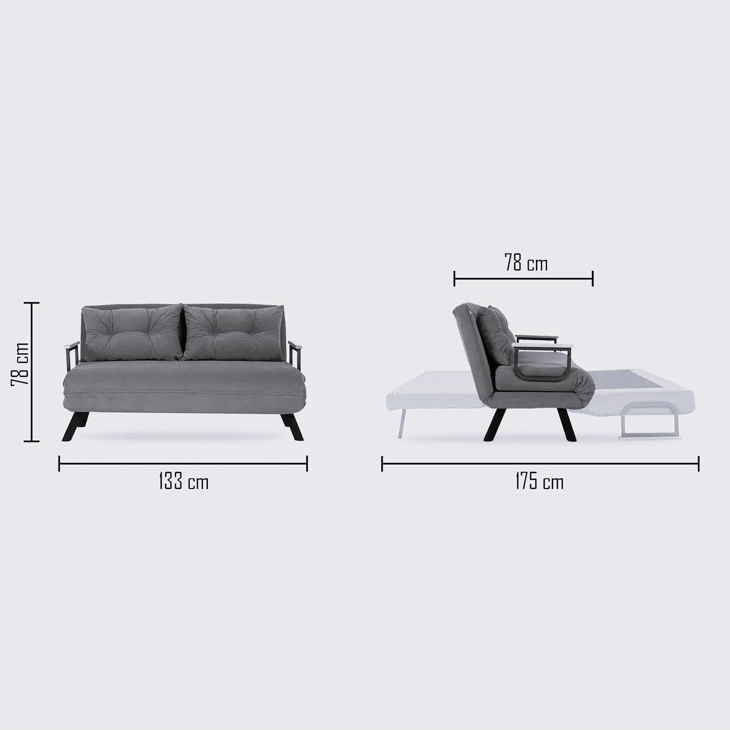 Sofa bed 2-seater Petrol 6