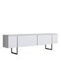 Luxury TV cabinet wood veneer white silver 0