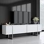 Luxe TV-Schrank Holzfurnier Weiß Silber 1