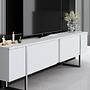 Luxe TV-Schrank Holzfurnier Weiß Silber 3