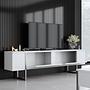 Luxe TV-Schrank Holzfurnier Weiß Silber 4