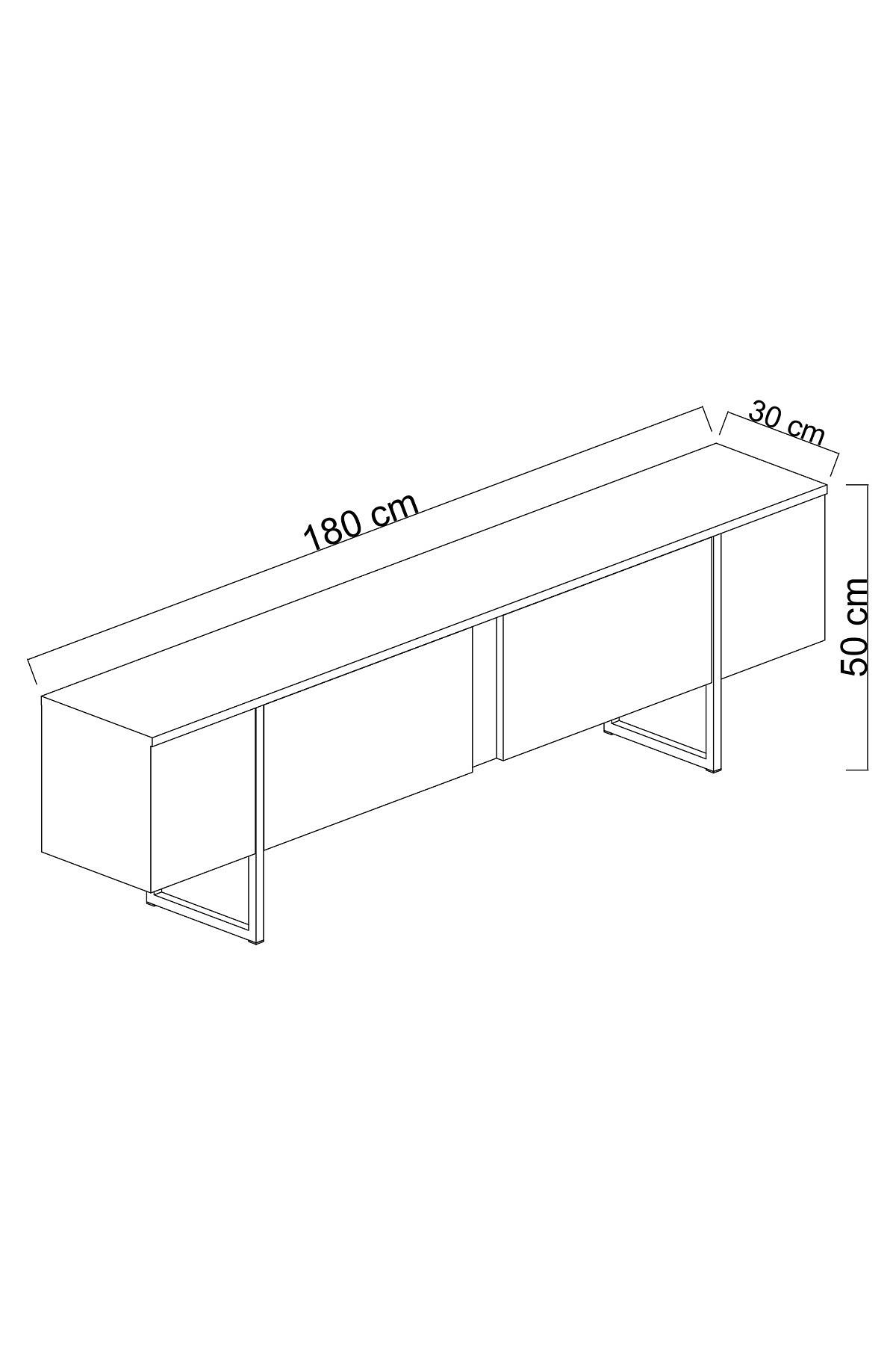 Luxe TV-Schrank Holzfurnier Weiß Silber 6